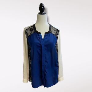Ricki's | Women's  Blue and Lace Long Sleeve Blouse